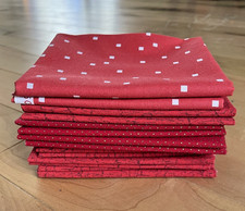 Quilting Cotton Fat Quarter Bundle 10 Pc Polka Dot Abstract Washed Moda, Red