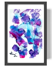 Guajardo Art Amethyst and Sapphire 9X6 Paper Unique Abstract Expressionism