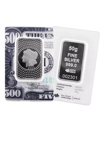 2023 Pamp Suisse Morgan Tribute 50 Gram Silver Bar - In Assay