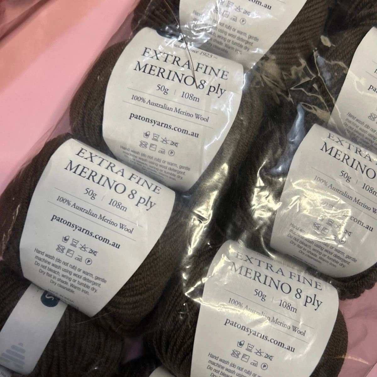 Patons Extra Fine Merino Wool  8 Ply Lot of 10 x Balls Pack Umber #2129