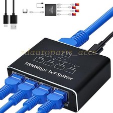 Gigabit Ethernet Splitter 1 to 4 - Network Splitter with USB Cable RJ45 Internet