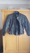 Dynamic black leather biker jacket, size 44 inch chest, excellent condition