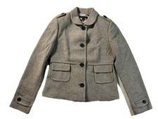 Banana Republic Gray Wool Blend Coat Size M Large Classic Button