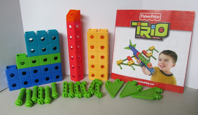 TRIO Blocks Fisher Price Airplane Building Set Complete 32pc Mattel  No box 