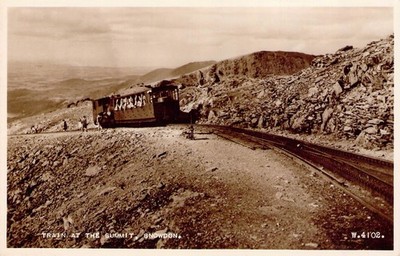 RPPC SCARCE 1907-1915 STEAM TRAIN Snowdon Mountain Railway Summit Wales Vintage