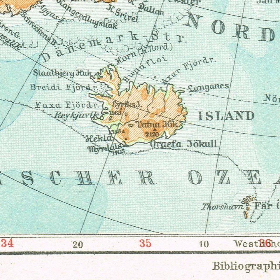 GREENLAND USA NORTH POLE ALASKA ANTIQUE 1928 Original Map RUSSIA CANADA - Image 4 of 4