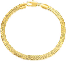 14K Gold Plated Snake Bracelet for Men Women, 8 Inch Non Tarnish Soft Golden Cha