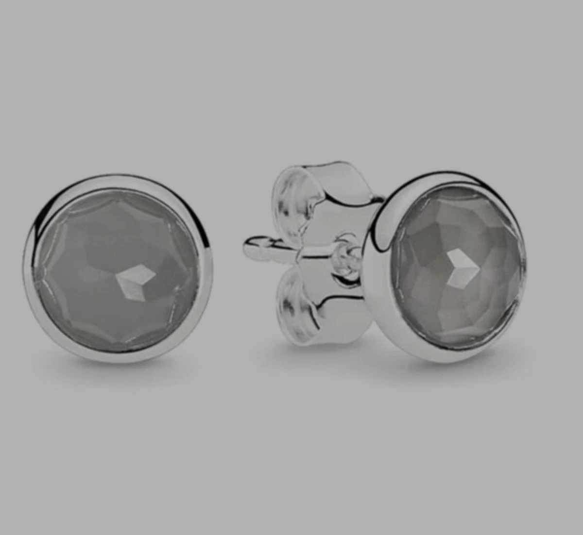 Pendientes De Bola De Hematita Plata Esterlina 925 - 10mm, Pernos Simples, Gris, Nuevos Con Etiquetas