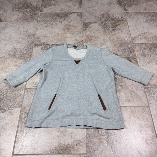 Soft Surroundings Sweatshirt Womens XL Gray French Terry Pullover Pocket - Picture 1 of 8