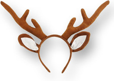 Reindeer Antlers Headband with Ears, Brown, One Size for Adults and Children, Su