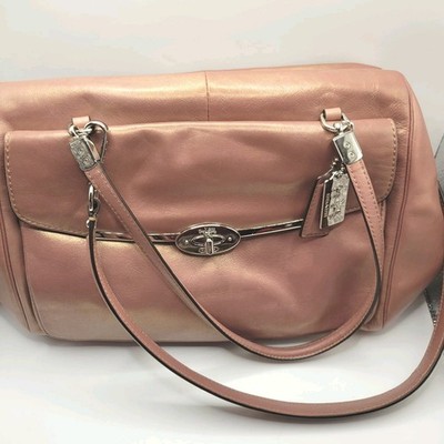 COACH Madison Madeline Metallic Pink Leather Satchel Shoulder Bag 25164 **See**