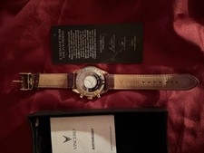 Vincero Chronograph Gold Men's Wristwatch Brown Leather Band Analog w/Box