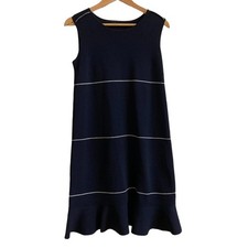 TO BE CHIC Sleeveless Flared Knit Dress, Size 40, Navy Women USED