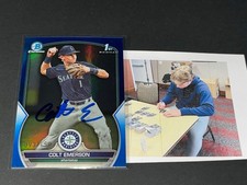 Colt Emerson Mariners Auto Signed 2023 1st Bowman Draft Blue Refractor .