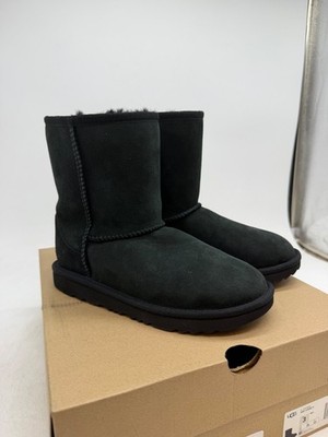 UGG Classic Short II Winter Boot Kids Black Suede Mid Calf Pull-On Round Toe - 3