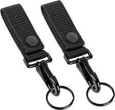 2-Pack Heavy Duty Key Holder Clip for Belts - Metal Snap Hook & Nylon MOLLE S...