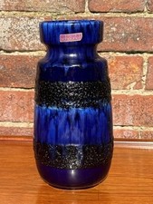 Scheurich 242-22 Blue Vase - West German MCM Fat Lava Germany Pottery Vintage