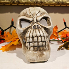 Set of 2 White Skull Decorative Collectible Figurine Decor - tealight  