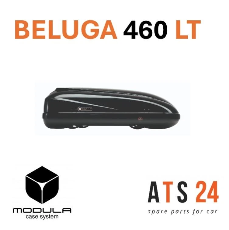 BOX BAULETTO DA TETTO AUTO 460 LT NERO LUCIDO  BOX BELUGA 157X91X46,5 75KG