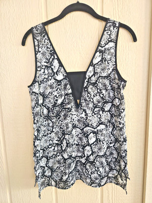 EXPRESS Black/ White Python Animal Print Classic Casual TANK Top XS 0 2