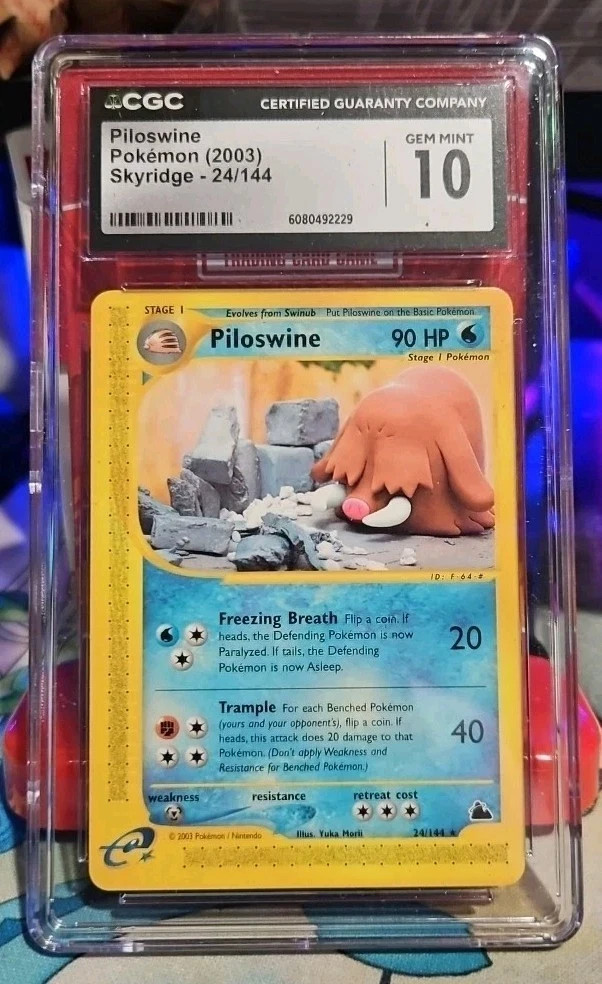 CGC 10 Piloswine 24/144 Skyridge Pokemon 2003 Vintage TCG GRADED CARD GEM MINT!