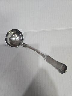 Title: Antique Mid 19th Century E & D Kinsey Coin Silver LadleOrigin: Cincinnati