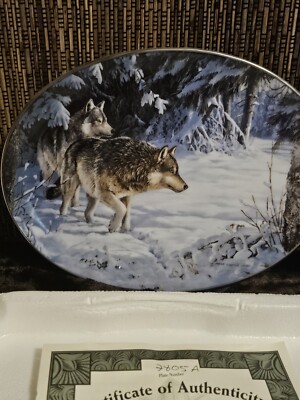 BROKEN SILENCE Winter Shadows Plate #4 Wolf Wolves  Persis Clayton Weirs Snowy