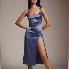 NWT BHLDN Mia Square-Neck Stretch Satin Midi Dress XXL