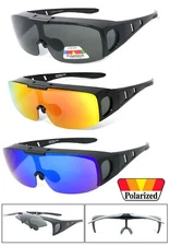 Flip Up Fit Over Sunglasses Polarized Lens Over PRESCRIPTION GLASSES Side Shield