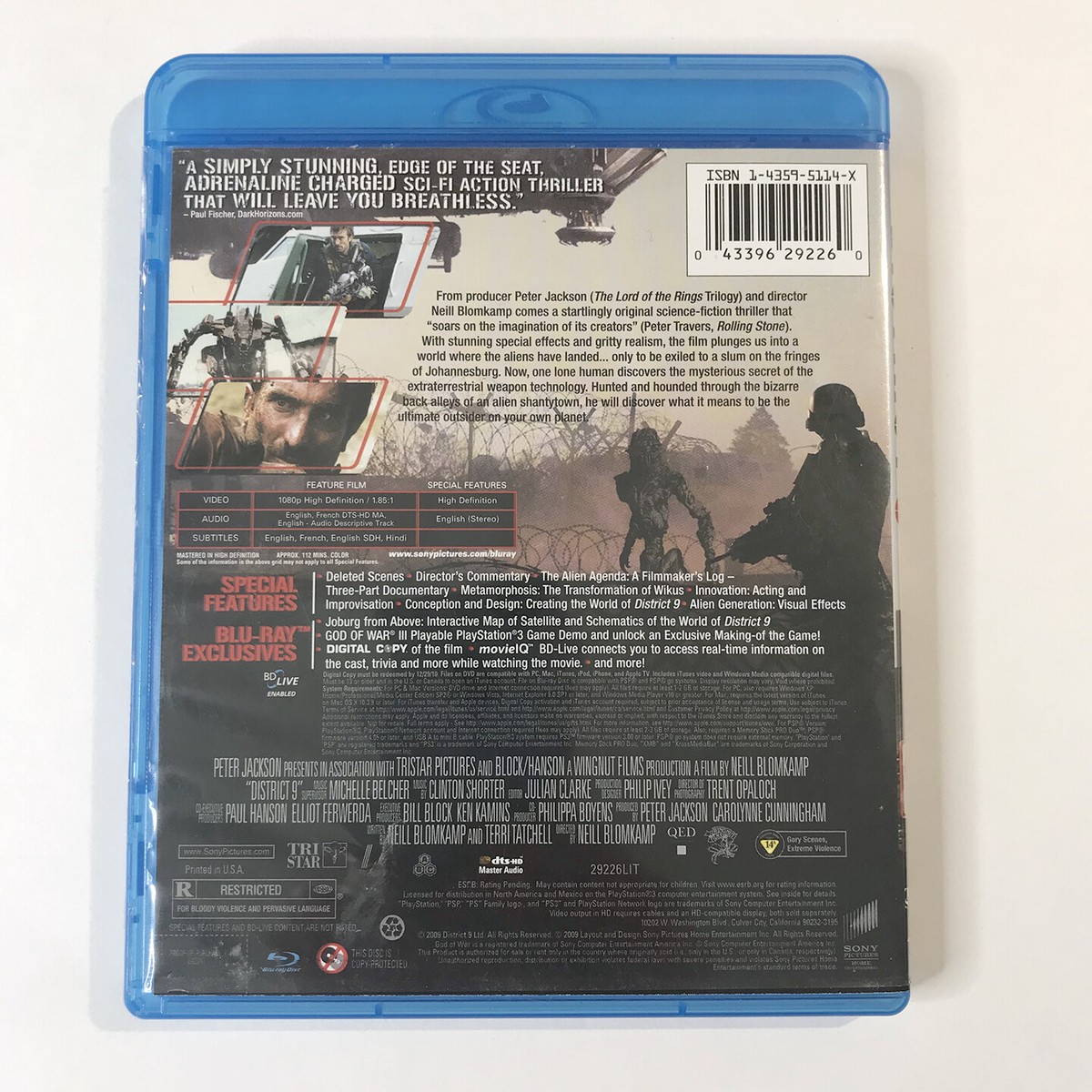 DISTRICT 9 (Blu-ray) Neill Blomkamp Peter Jackson Sharlto Copley