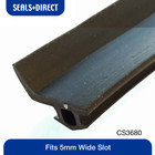 Caravan Motorhome Rubber Door Seal Trim CS3680 - Fits 5mm Wide Slot - 5m Length