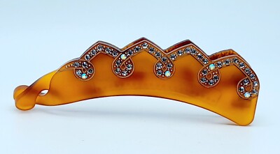 HAIR ACCESSORIES BROWN PLASTIC BANANA HAIR CLAW CLIP 4.5 IN LONG CRYSTAL #7
