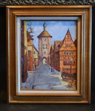 Vintage Oil Painting - Rothenburg on the Tauber Romantic Rd. - Historic Bavaria