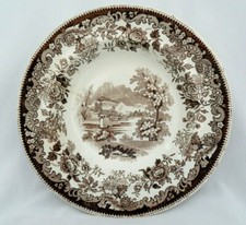 Antique Staffordshire England Brown Transferware Rim Soup Bowl  #95