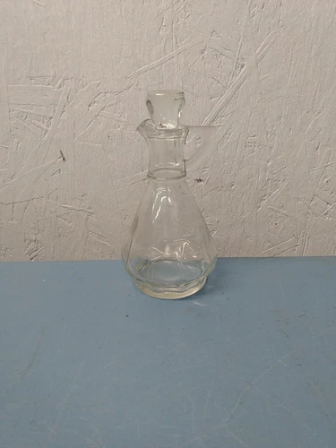Hazel Atlas Vintage Single Clear Cruet with Stopper, Oil or Vinegar (LL)