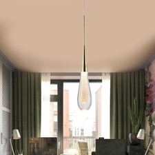 Modern Chandelier Crystal Glass LED Ceiling Light Fixture Gold Pendant Lamp