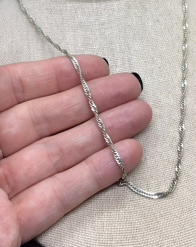 Vintage Sterling Silver 925 Twist Design Chain Necklace 18