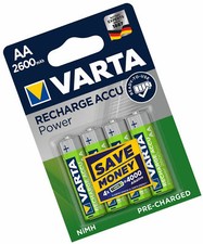 4 x VARTA AA Ni-MH 2600 mAh Rechargeable Batteries Pre Charged R6 LR6 HR6