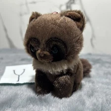 Popon and the Raccoon Brown Amuse Amufun Plush Keychain Stuffed Toy Doll Japan