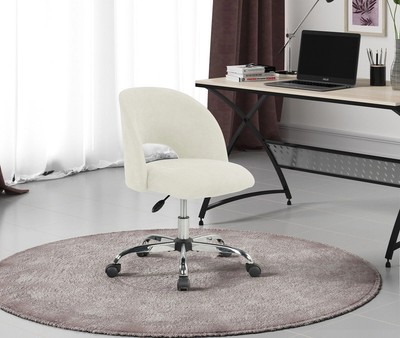 Mainstays Fabric Upholstered Open Back Office Chair with Textured Boucle Fabric