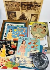 Vintage Dionne Quintuplets Quints Lot Paper Dolls, Bowl, Fan, Handkerchief, ETC