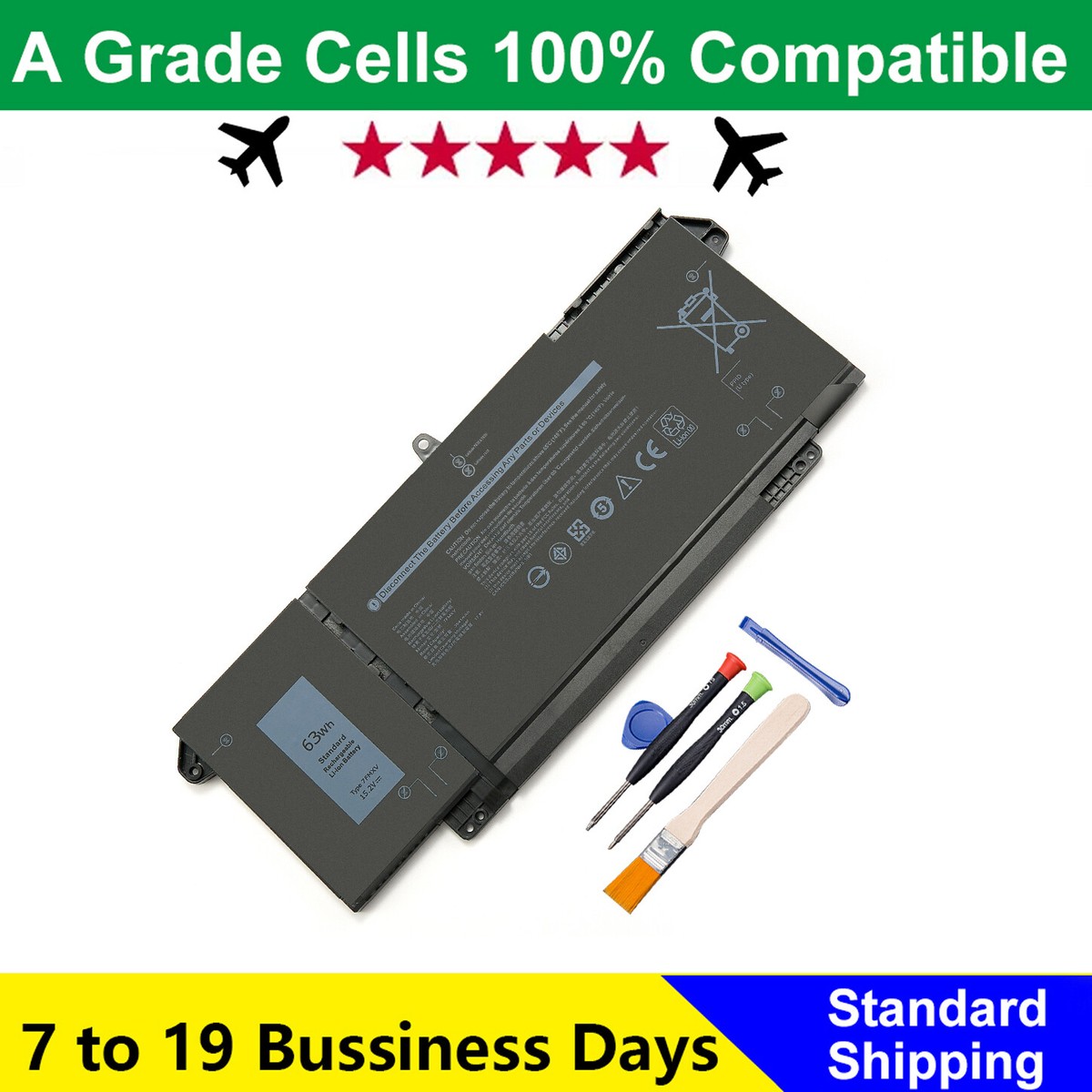 63Wh 15.2V 7FMXV Battery For Dell Latitude 5320 7320 7420 7520 
