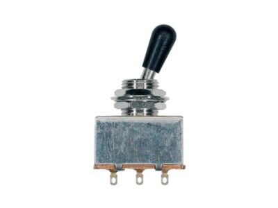 Kippschalter 3-fach, Blockform, schwarzer Drehknopf, Nickel