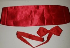 Red Satin Look adjustable Cummerbund And Tie Set