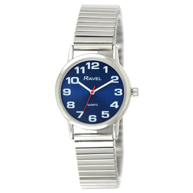 Ravel R0208.46.2 Ladies Easy Read Blue Dial Watch with Chrome Expanding Bracelet