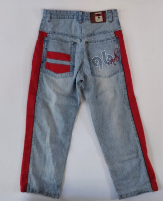 96 North NSN Jeans Blue Red 34x32 Vintage Hip Hop Y2K Actual 34x30