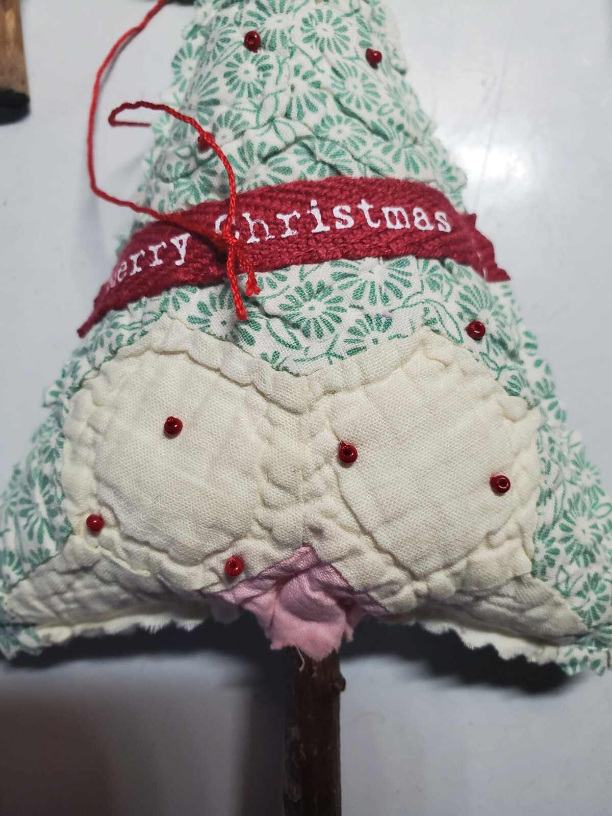 Antique Cutter Quilt Christmas Tree Ornaments Lot of 5 Farm House