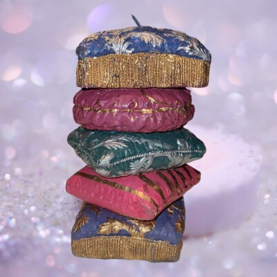 Twos Company Unique Candle Stacked Pillows Whimsical Moroccan Victorian Style 