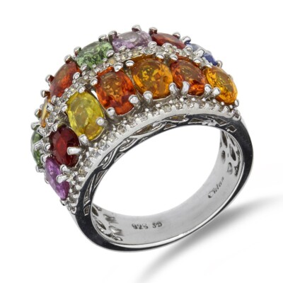 Sterling Silber Ring mehrfarbig Saphir & Zirkon SR-3950