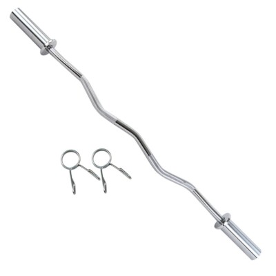 47''  Barbell Ez Curl Bar Weight Lifting 2'' Barbell Plate Fitness Training